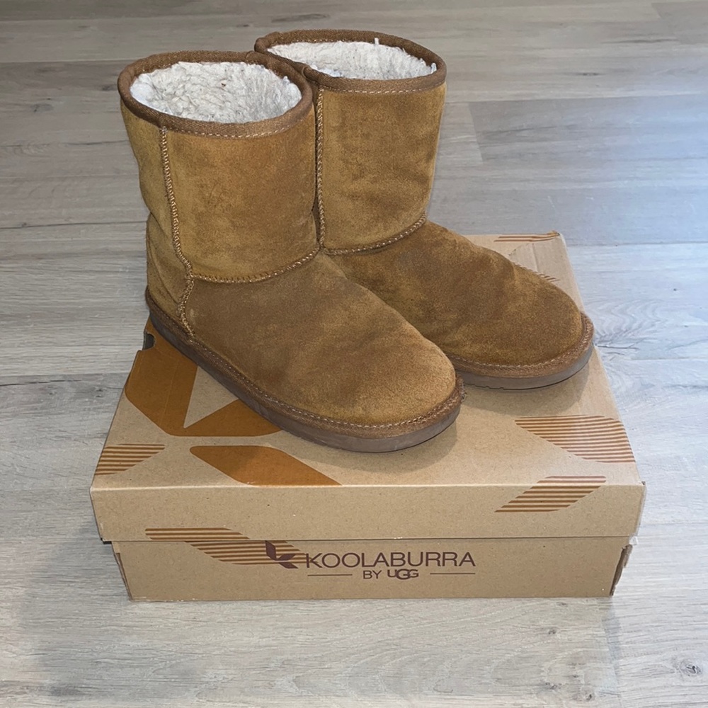 COPY - Koolaburra by Uggs Kids Koola Short Chestnut Suede Boots 5 Faux Fur Lini…